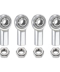 CF5 Rod End Bearing 4 Pack 5/16 Bore 5/16-24 Right Hand Female Thread Self Lubricating Joint With Jam Nuts Chrome Steel Tough High Load Capacity Angular Misalignment Up To 11 Degrees Great For Auto And Machinery, with four bearings and jam nuts