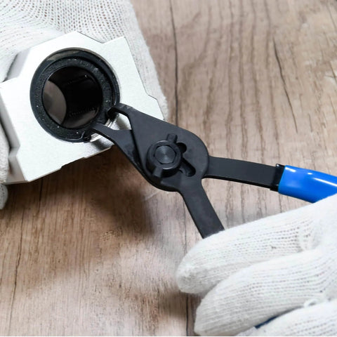 12 Piece Versatile Retaining Snap Ring Pliers Set, Heavy Duty Fixed Tip Pliers For Internal And External Rings in use