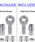 Beefy 3/4 Inch Heim Joint Rod End Kit With Heat Treated Chromoly Sleeves Precision Threads And Locking Jam Nuts For Hardcore Drag Racing And Custom Auto Builds showing left and right hand threads.