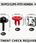 30 Piece Splash Shield Fastener Kit With T30 Torx Screws And Clips For Engine Underbody Panels Durable Nylon And Metal Construction With U Nut Clips To Prevent Loosening On Rough Roads. 10pcs screw, 10pcs retainer, 10pcs clip