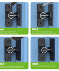 Installation steps of Heavy Duty 90 Degree Gate Latch For Barn Doors And Sliding Doors, Flip Latch Bolt Lock In Zinc Alloy With Matte Black Finish
