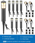 Low Voltage Landscape Lighting Kit With Eight Path Lights And Four Spotlights For Garden, Path, Yard And Patio, 12 to 24V AC DC, IP65 Waterproof, 3000K Warm White, Cast Aluminum Black Finish, Includes Fastlock2 Connectors Upgrade Your Outdoor Space display