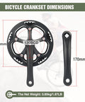 48T Steel Chainring Crankset With 170mm Arms And Aluminum Single Cover Fits Single Speed And 6 7 8 9 Speed Bikes MTB And Road Bikes Black Tough Steel Build For Rugged Trails And Easy Chain Retention, showing 130BCD and 210mm dimensions.