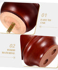 Close-up of Two Pack Sturdy Wood Furniture Legs For Sofa, Table, And More With Noise Reduction Design, Replacement Legs showing screws and wood texture.