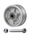 Tough As Nails 5 Inch V Groove Steel Track Wheel With Slick 90 Degree Channel Setup Knockout Durability For 1 Inch Angle Iron Tracks Heavy Haul Load Rating Single Unit with bolt and nut.