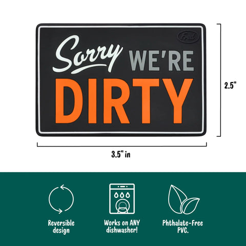Flipside Dishwasher Sign Double Sided Magnetic Plaque With Self Adhesive Magnet Included Works On All Dishwashers Durable And Water Resistant Kitchen Gadget For Fam And Roomies Roommate Friendly 2.5 By 3.5 Inches