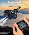 Flying foam remote control airplane for kids and adults, black fighter jet RC plane with colored lights and remote control