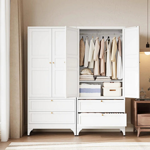 Built To Last Steel Armoire Wardrobe Closet With Doors Shelves And Hanging Rod 18 Inch Deep Metal Closet With Two Drawers