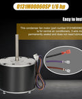 Condenser Fan Motor Replacement One Sixth Horsepower 208 to 230 V 1.5 Amp OEM Direct Fit for HVAC Systems 0131M00060SP