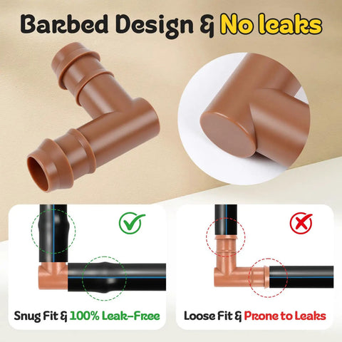 Drip Irrigation Barbed Elbow Fittings, 25 Pack, Half Inch Tubing, 90 Degree Corner Connectors For 17 Mm ID Drip Lines, Fits Most Half Inch Tubing For Lawn Garden System with snug fit preventing leaks.