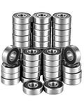 50-pack 608-2RS ball bearings, 8x22x7mm, double rubber-sealed steel bearings