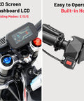LCD screen dashboard on Badass 10000W Electric Dirt Bike For Adults With 72V 35Ah Battery Offering 52 Mile Range.