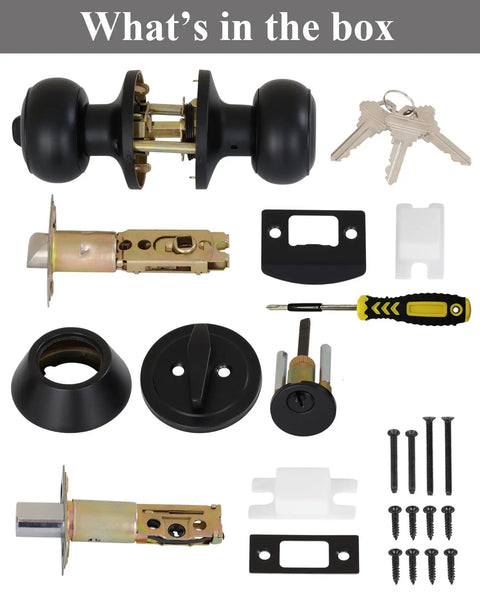 All Keyed Alike Entry Door Knobs And Deadbolt Set 4 Pack With 12 Keys Total One Key Fits All Locks Single Cylinder Deadbolt Matte Black Flat Ball Finish Front Door Security For Home Easy Install