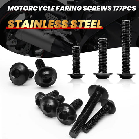 177 Pcs Motorcycle Fairing Bolt Kit For Sportbike Fans Universal Fit M5 M6 Stainless Steel Screws Fasteners