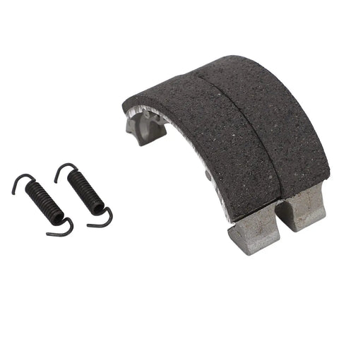 Electric Scooter Front Drum Brake Pad Shoe Replacement Part Built Tough From Lightweight Metal For Smooth Stops And Long Lasting Performance Easy Install Compatible With Most 8 And 9 Inch Models, shown with springs