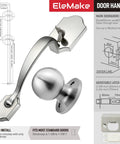 Lower Half Front Entry Handleset With Knob 304 Stainless Steel Silver Exterior Electronic Lock Keyless Front Door Handle Lock Set Fits One And Three Eighths Inch To One And Seven Eighths Inch Thick Doors Universal For Left And Right Doors, showing side view and installation details