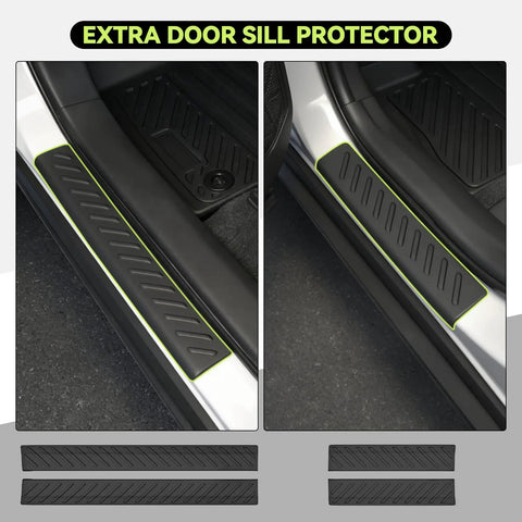 All Weather TPE Floor Mats For 2021 To 2026 Chevy Tahoe And GMC Yukon 8-Seat Models With Bench Seats door sill guards