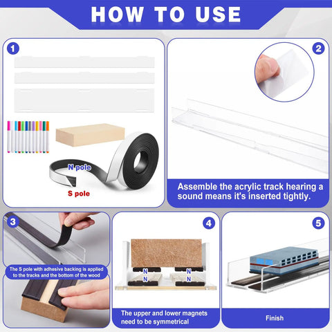 How to assemble the Hands On Magnetic Levitation Train Kit For STEM Learning with monopolar magnetic tape and acrylic track