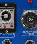 Close-up view of control panel with IC timer and pressure gauge on Industrial Pro Grade 800W Heavy Duty Hot Melt Glue Dispenser.