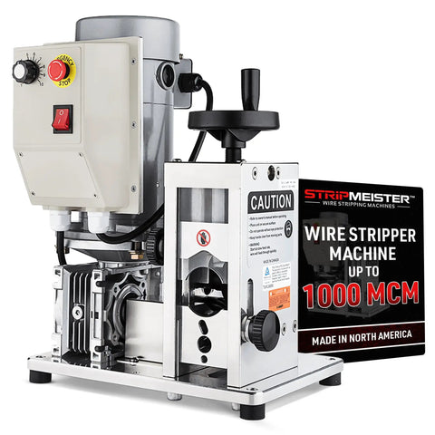 Heavy Duty Automatic Wire Stripping Machine For Copper And Aluminum Cables Up To 1.75 Inches, front view with safety panel