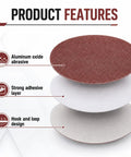 Rock Your DIY Game With These 200 Pcs Of Premium 2 Inch Aluminum Oxide Sanding Discs featuring aluminum oxide abrasive and hook loop design.
