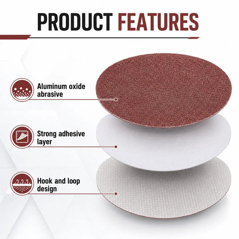 Rock Your DIY Game With These 200 Pcs Of Premium 2 Inch Aluminum Oxide Sanding Discs featuring aluminum oxide abrasive and hook loop design.