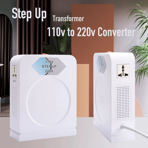 Heavy Duty 1500W Voltage Converter Step Up Transformer 110V/120V To 220V-240V For Eurasian Home Appliances, Dual Socket Outputs