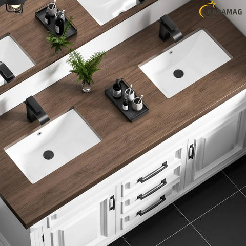 White Rectangular Undermount Bathroom Sink 18.7 By 11.9 Inches Porcelain Ceramic Vanity Basin With Overflow No Faucet Holes Sleek Modern Look For Your Bath And Powder Rooms Durable Easy Clean Construction