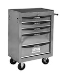 Lockable Rolling Tool Cart Cabinet With Steel Body And Ball Bearing Slides For Garage Workshop Tool Crib Must Haves heavy duty mobile tool chest with silver finish and smooth steering casters.
