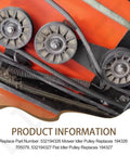 532194326 V Groove Idler Pulley And 532194327 Flat Idler Pulley Kit in mower assembly, top view replacement part information
