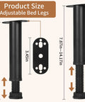 Kick Up Your Setup With These Swappable Heavy Duty Adjustable Metal Furniture Legs An Eight Piece Kit Lifting Beds Couches Cabinets And Dressers Four Point Seven To Eight Two Inches High, showing adjustable bed legs sizes.