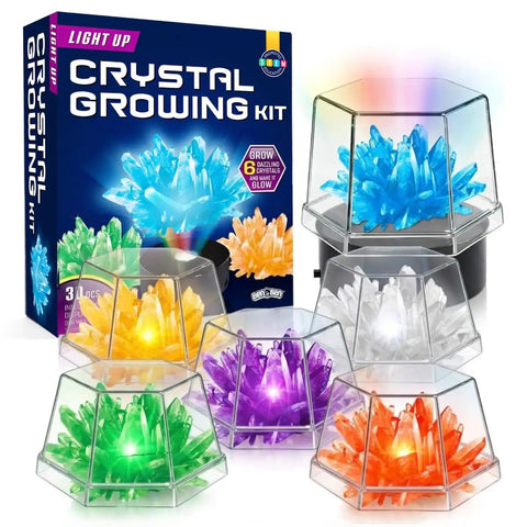 Light Up Crystal Growing Kit for Kids With LED Night Light Base Grow Six Vibrant Crystals In Five To Seven Days STEM DIY