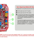 Diagram showing connection setup for high-torque servo motor delivering 400 kg.cm for industrial robots with DC 12-24V power.
