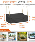 Waterproof Hanging Porch Swing Cover For Outdoor Patio Garden Swing Chair 420D Oxford Fabric All Weather Protection Fits 85 In To 215 Cm Black