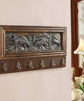 Rock Solid Wall Mounted Coat Rack Featuring Creative Embossed Design And Sturdy Zinc Alloy Hooks with bear design and pinecone hooks.