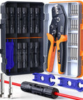 Pro Grade Solar Crimp Tool Kit with Ratcheting Crimper, 10 Pairs MC4 Connectors and 2 Wrenches in carry case for solar installation.