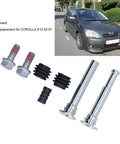 Premium Rear Brake Caliper Slider Pin Kit Fits Toyota E12 2002-2007 Direct Fit Replacement For Smooth Stopping And Reliable Car Performance Plus Easy Installation, chrome pins and rubber boots