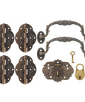 Old School European Style Zinc Alloy Decorative Hinges And Latches Set For Craft Boxes And Trunks, Rust Resistant