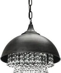 Antiqued Bronze Pendant Chandelier With Hanging Crystals Modern Transitional Ceiling Light Hardwired Fixture and chain