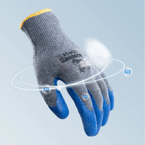 Six Pairs Latex Coated Palm Work Gloves With Seamless Knit Lining For Superior Grip In Dry Or Wet Conditions Ideal For Warehouse