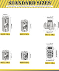 60 Piece M6 Barrel Nut And T Nut Hardware Kit Nickel Plated Carbon Steel Threaded Inserts sizes displayed