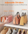 Purse Organizer For Closet Clear Handbag Storage Organizer With Adjustable Dividers Clutch Pouch Organizer includes 2 shelf dividers