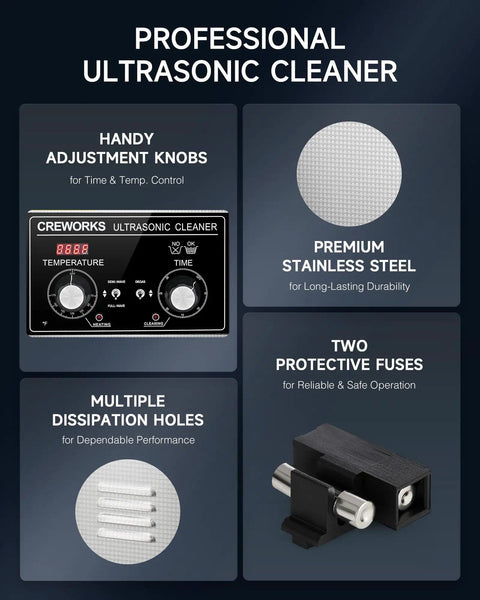 3L Ultrasonic Cleaner With Degas And Gentle Modes 120W Heater Stainless Steel Tank Timer And Knob Controls For Jewelry