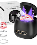 Rechargeable 45kHz Ultrasonic Retainer Cleaner for Dentures Aligners Night Guards Braces and Jewelry Portable 200ML Black