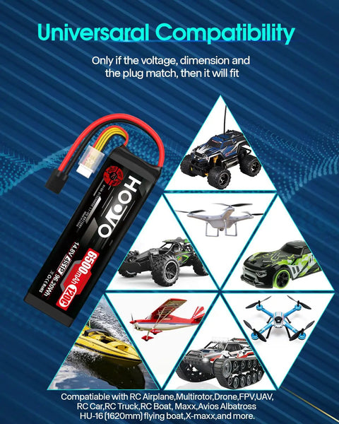 4S LiPo Battery 6500mAh 120C RC Battery Pack With TR Plug For Maxx X Maxx RC Car Truck Buggy Crawler Helicopter Drone