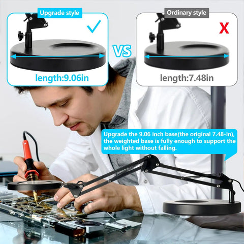 10X Magnifying Glass With Light And Stand, Dimmable LED Desk Lamp With Clamp, 1200 Lumen Bright Magnifier, 3 Color Modes Cool White White Warm Yellow, Swivel Arm For Reading, Crafting And Close Work