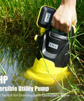 Person using Beefy Submersible Sump Pump 1.5HP 4500 GPH High Flow With Adjustable Float Switch in water