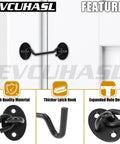 Rock Solid 3 Inch Matte Black Hook And Eye Latch for Swing Barn Doors, featuring a thick latch hook and expanded hole design.