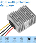 36V 48V To 12V 20A Step Down Converter For Golf Carts Waterproof 240W Voltage Regulator With Fuse And Overload Protection High Efficiency 95 Percent Rating with built-in multi-protection features visible.