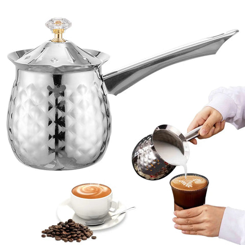 600ml Turkish Coffee Maker Stainless Steel Pot With Eagle Spout Easy Pour Milk Warmer With Non Slip Handle And Dustproof Lid Stove Top Friendly For Arabic Coffee And Chocolate Melting